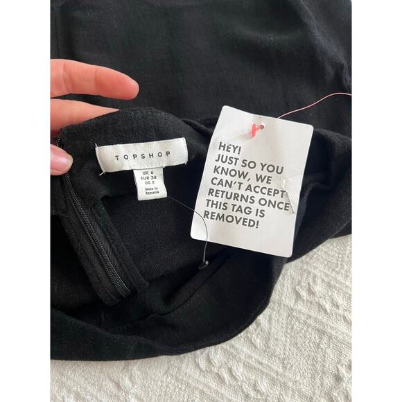 ASOS Topshop Linen Blend Side-Tie Black Mini Skirt, size 2, NWT! - Picture 4 of 8